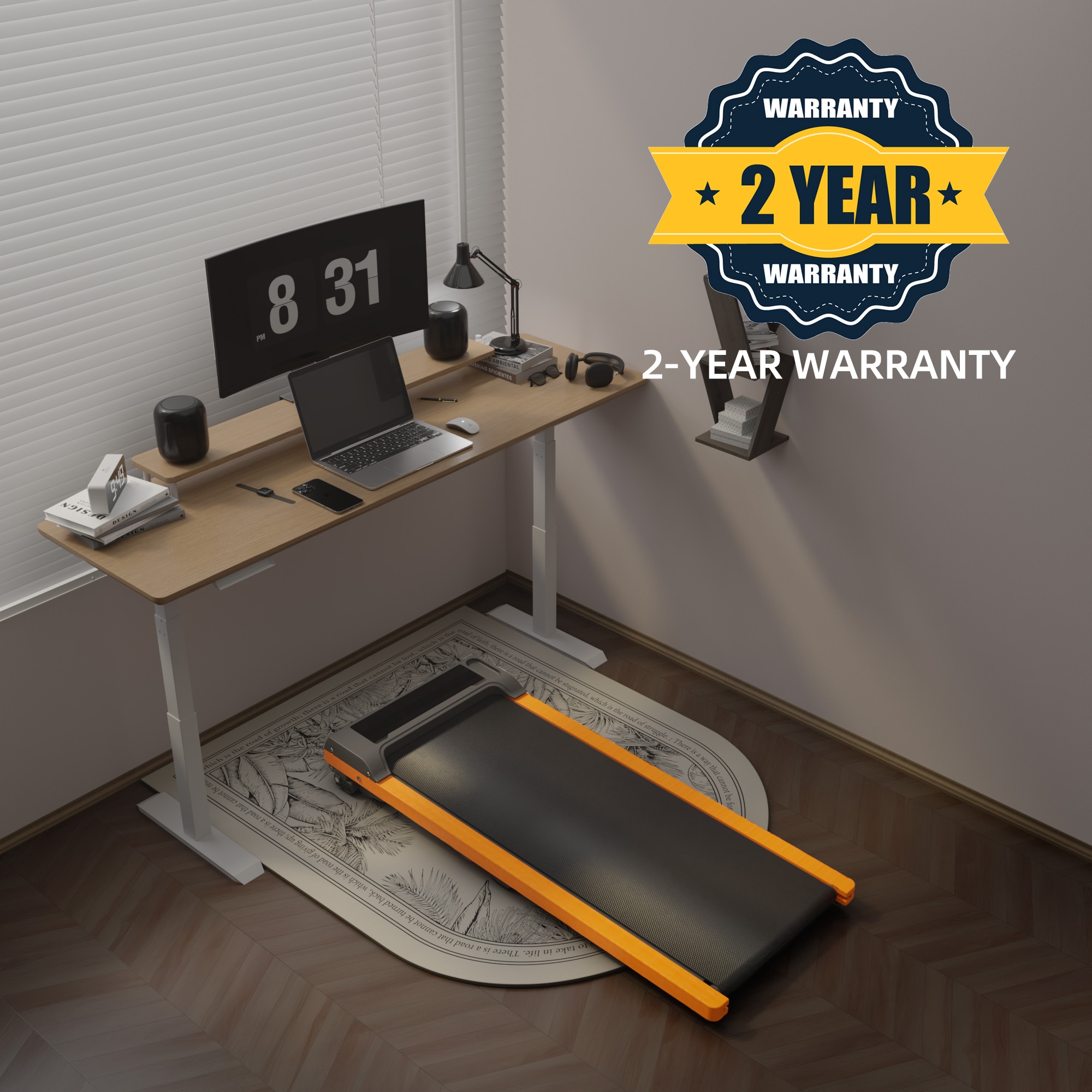 6% Incline Walking Pad Treadmill - Portable Compact Treadmills Under Desk Treadmill, Incline Treadmills For Home Office, Upright Stand, 1HP Portable Treadmill With 220 Lbs Capacity,LED Display_voghion.com